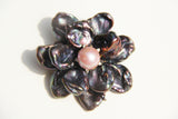 FlyingAngel Baroque Pearl Brooch Pins for Women, 11mm Baroque Pearl Pink Freshwater Cultured with Black Baroque Pearl Flower with 18K Gold Plated Copper Pin