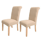 Chair Covers for Dining Room Khaki Set of 2,Soft Stretch Parsons Chair Covers Removable Washable for Kitchen(2 Pack,Khaki)