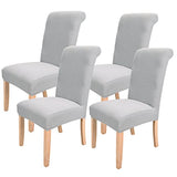 Chair Covers for Dining Room Light Grey Set of 4,Soft Stretch Parsons Chair Covers Removable Washable for Kitchen(4 Pack,Light Grey)