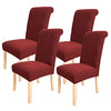 Chair Covers for Dining Room Wine Red Set of 4,Soft Stretch Parsons Chair Covers Removable Washable for Kitchen(4 Pack,Wine Red)