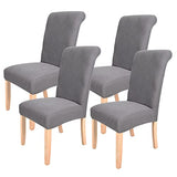 Chair Covers for Dining Room Smokey Grey Set of 4,Soft Stretch Parsons Chair Covers Removable Washable for Kitchen(4 Pack,Smokey Grey)