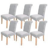 Chair Covers for Dining Room Light Grey Set of 6,Soft Stretch Parsons Chair Covers Removable Washable for Kitchen(6 Pack,Light Grey)