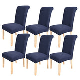 Chair Covers for Dining Room Navy Blue Set of 6,Soft Stretch Parsons Chair Covers Removable Washable for Kitchen(6 Pack,Navy Blue)