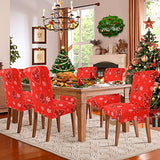 C conveyor Chair Covers for Dining Room Set of 6, Stretch Printed Chairs Slipcover, Washable Removable Dining Chair Protector Parsons Chair Cover for Christmas Decoration