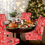 C conveyor Chair Covers for Dining Room Set of 4, Stretch Printed Chairs Slipcover, Washable Removable Dining Chair Protector Parsons Chair Cover for Christmas Decoration